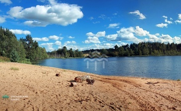 Поселок граничит с чистым озером и сосновым лесом. На озере сделан песочный пляж.